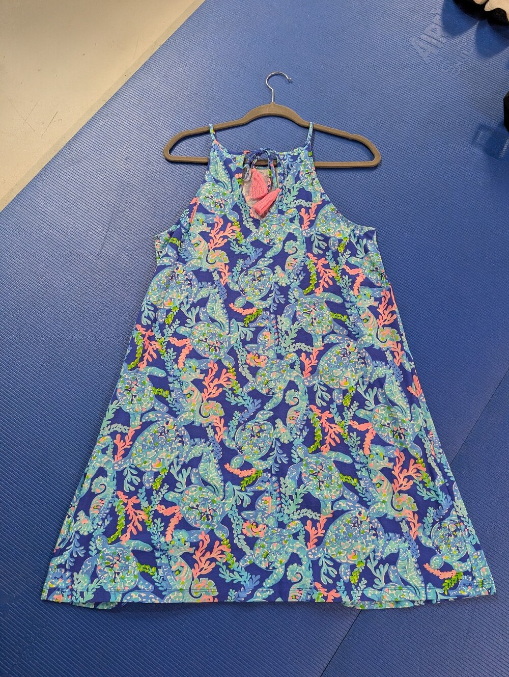 Navy Floral Coral-Accent Halter Sundress